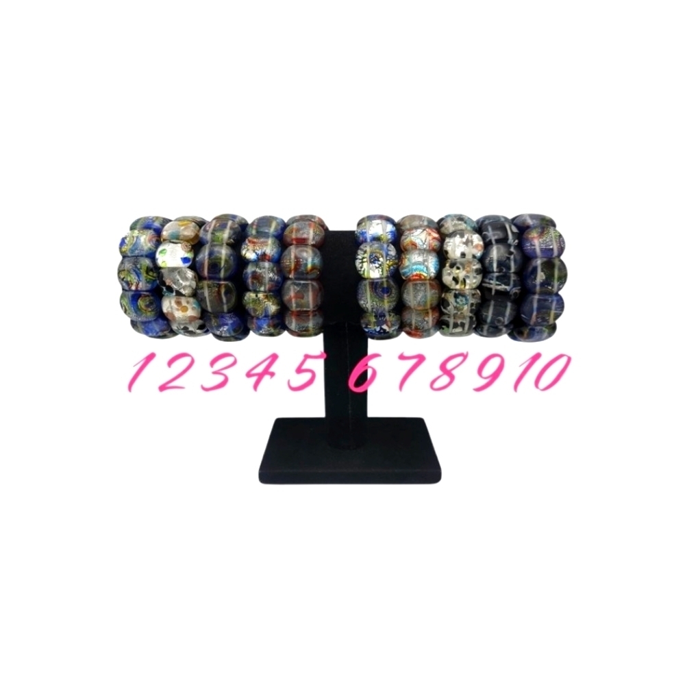 Lot of 1 Each Abstract Colorful Multicolor Dichroic Glass Beaded Bracelet Unisex